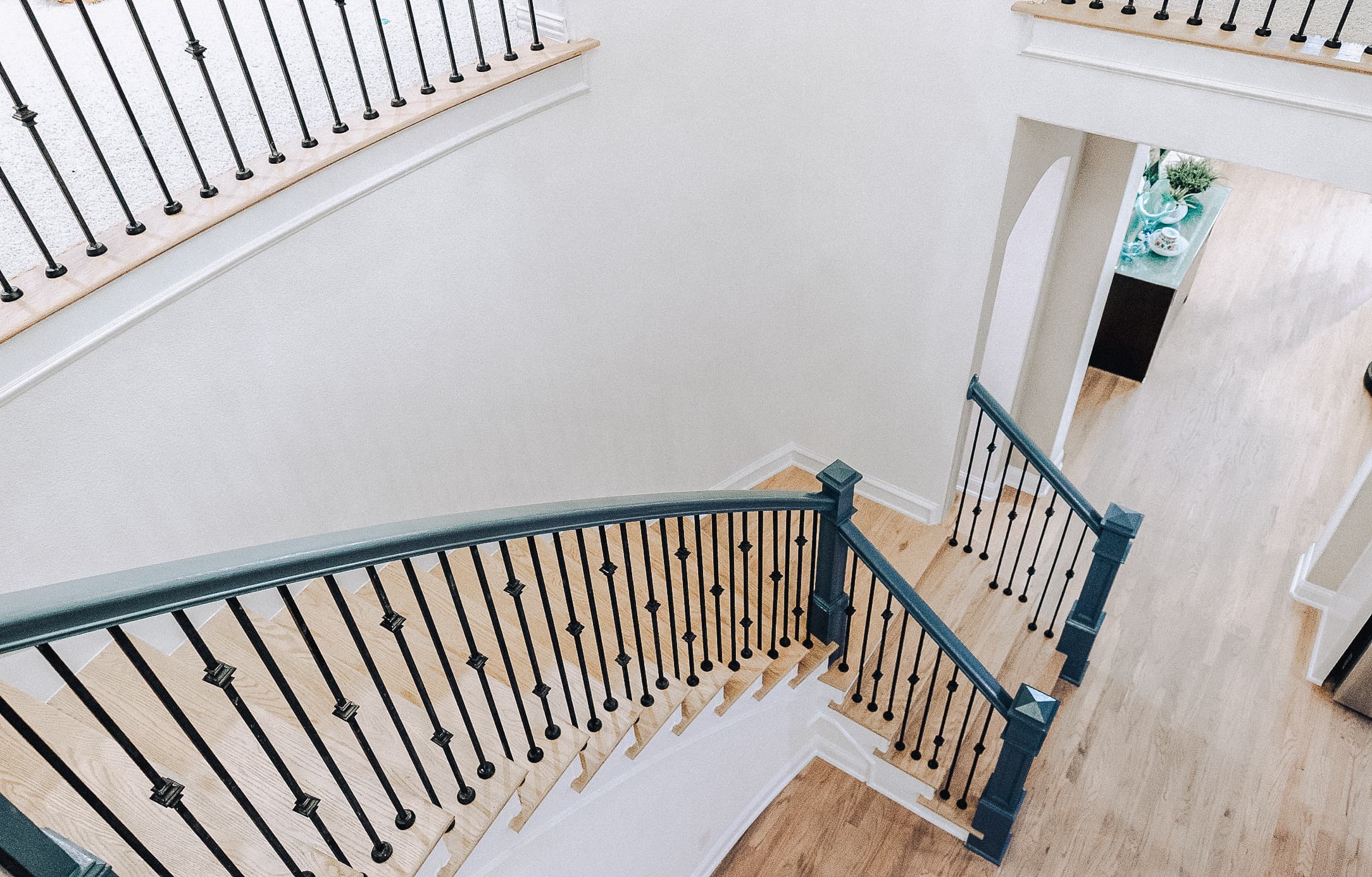 Hardwood flooring with matching stairs