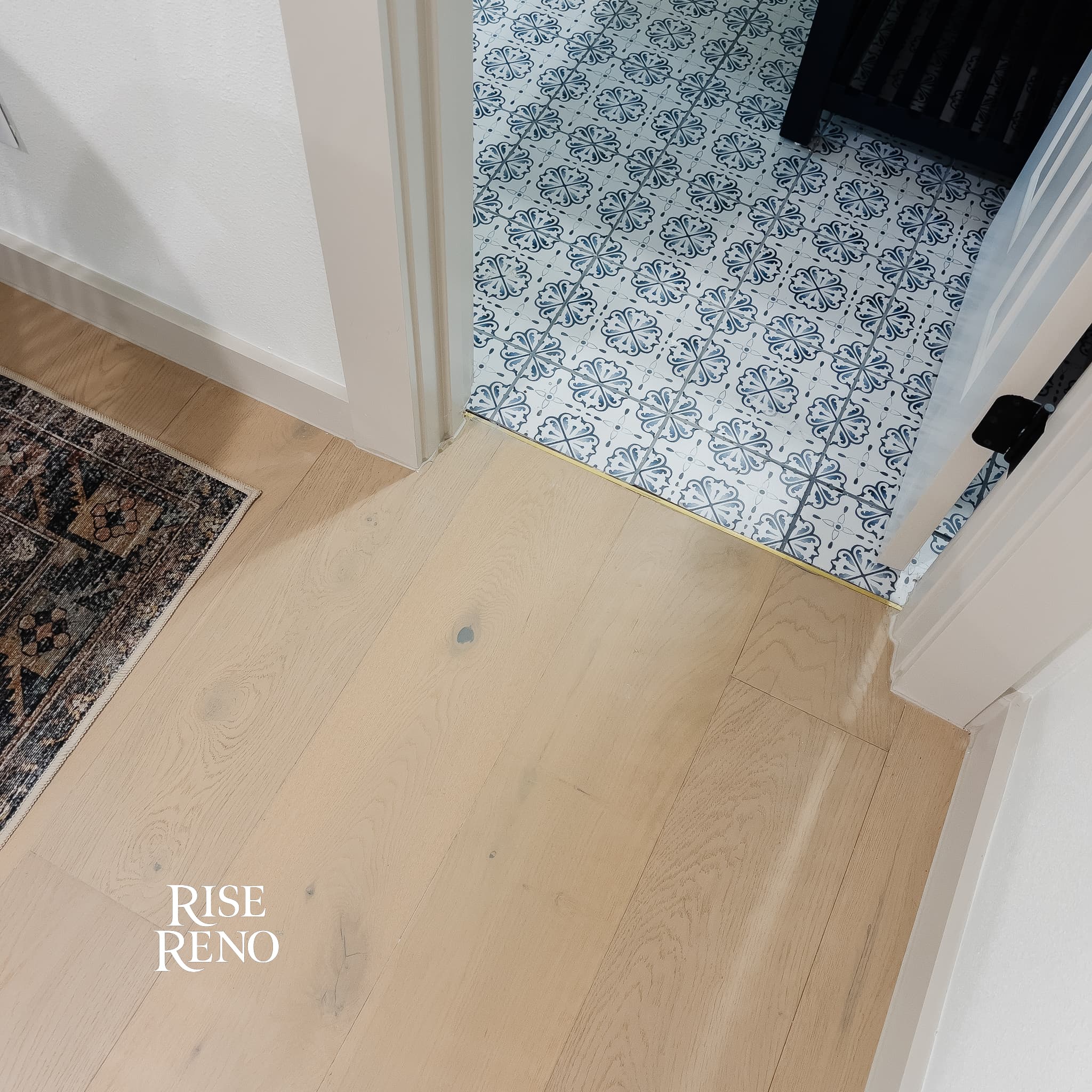 Flooring transition detail by Rise Reno